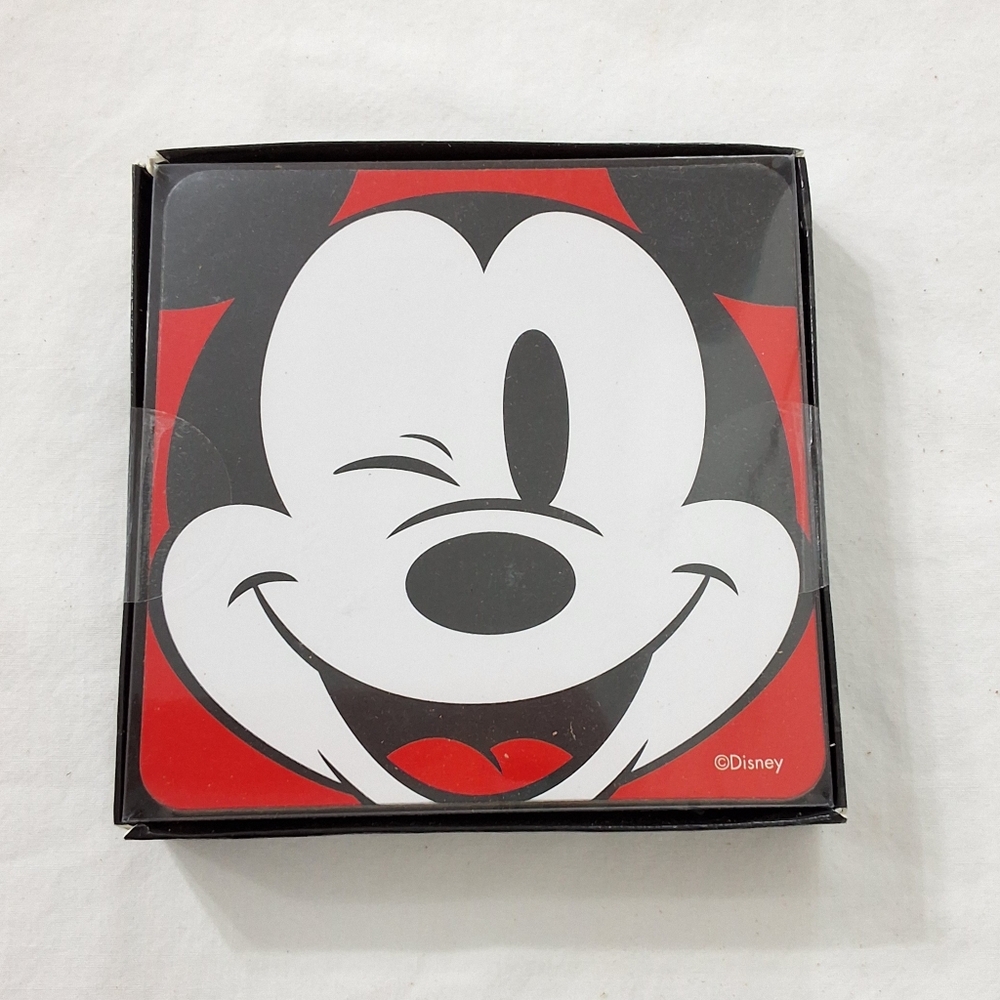 NEW Disney Mickey Mouse Set Of 4 Wood Coasters (4" x 4")